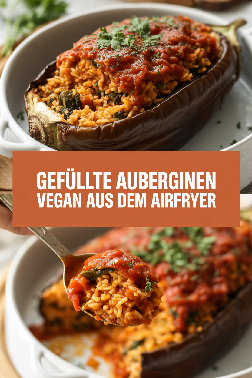 Gefüllte Auberginen vegan aus dem Airfryer