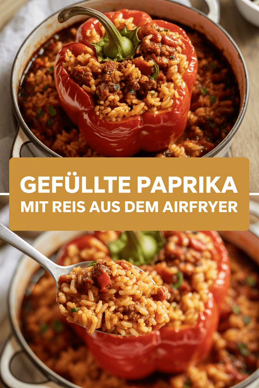 Gefüllte Paprika mit Reis aus dem Airfryer