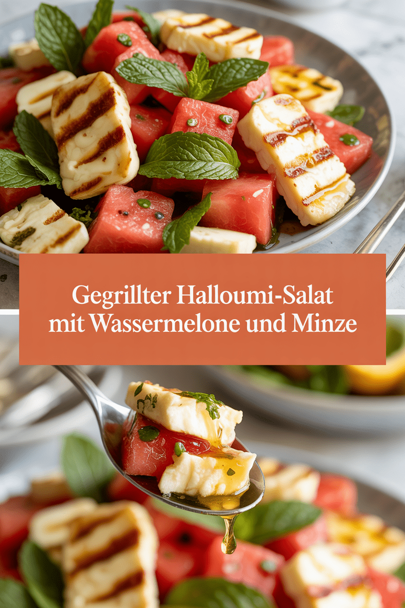 Gegrillter Halloumi-Salat mit Wassermelone und Minze