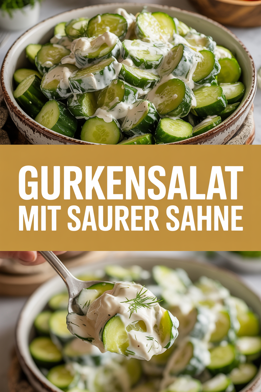 Gurkensalat mit saurer Sahne