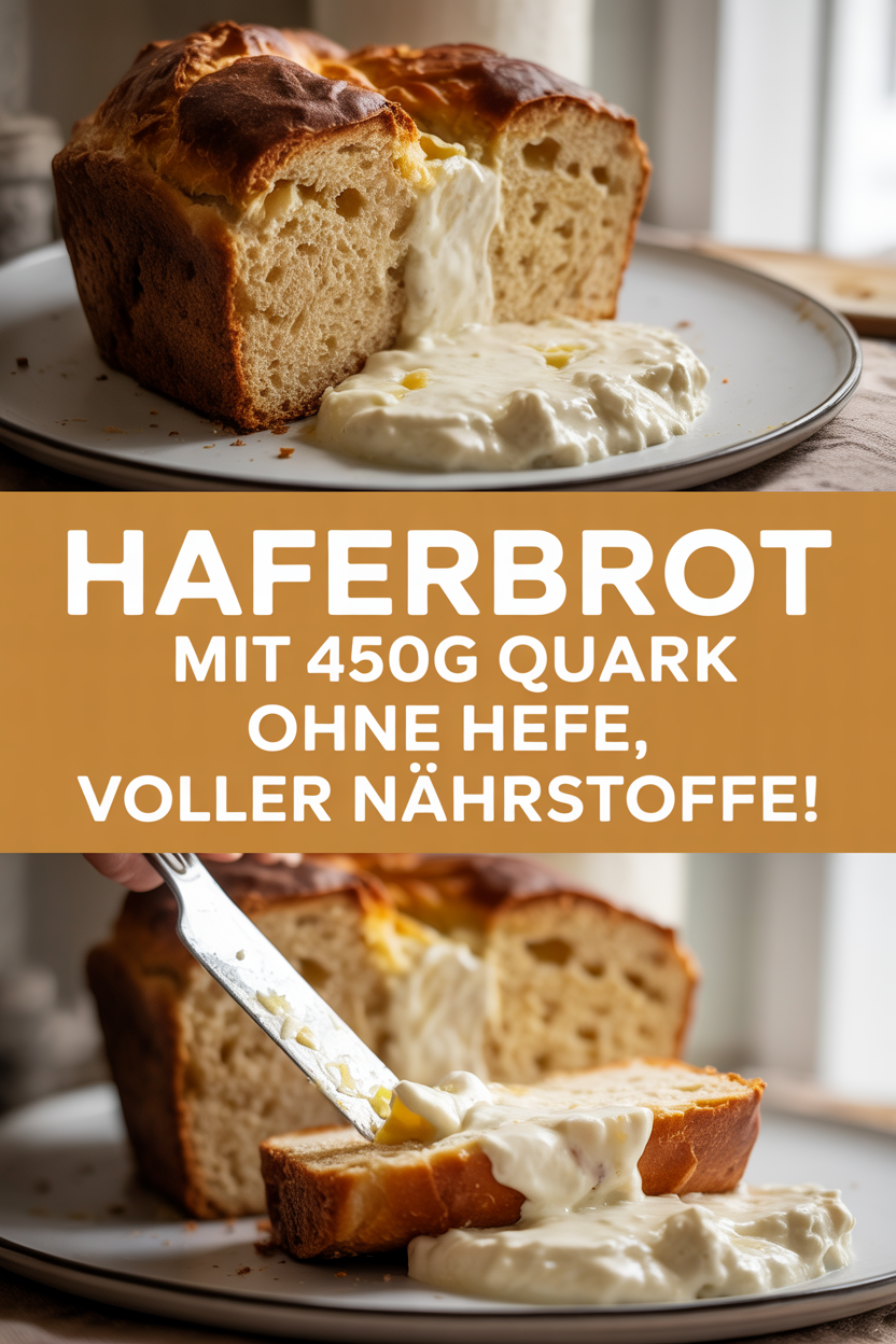 Haferbrot mit 450g Quark ohne Hefe, voller Nährstoffe!