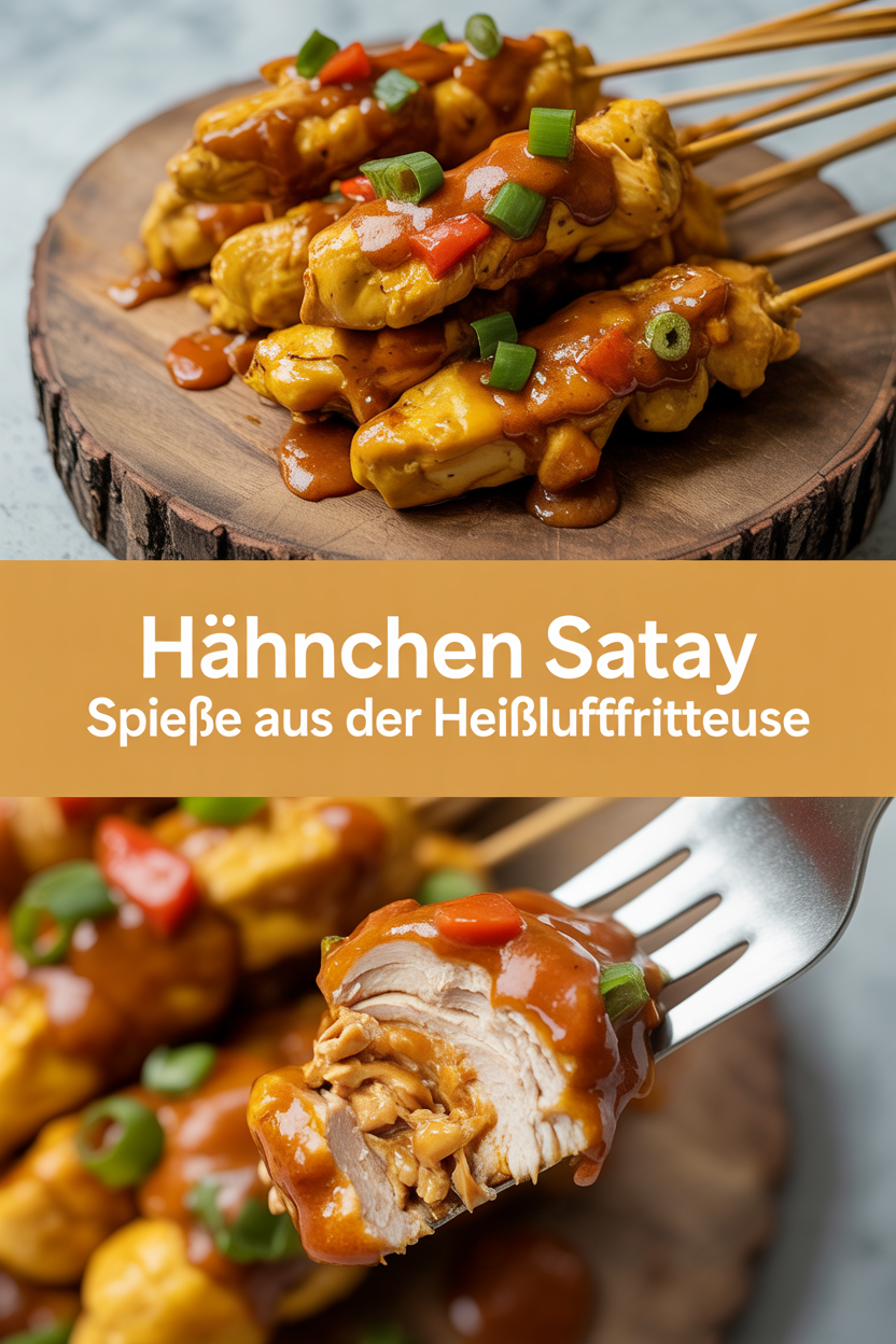 Hähnchen Satay Spieße aus der Heißluftfritteuse