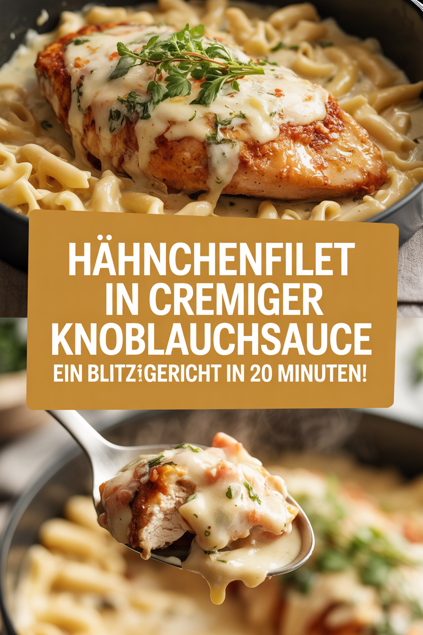Hähnchenfilet in cremiger Knoblauchsauce ein Blitzgericht in 20 Minuten!