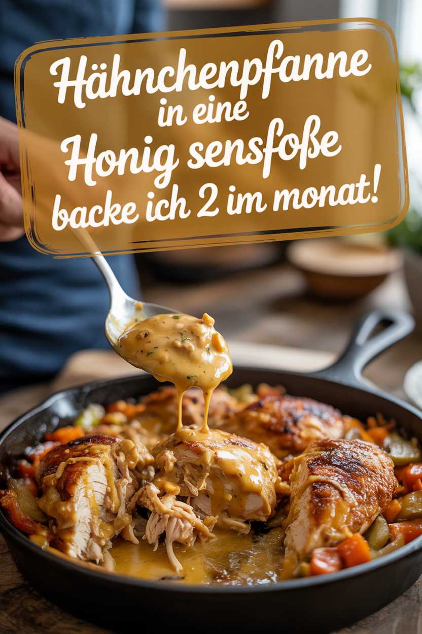 Hähnchenpfanne in eine Honig Sensfoße backe ich 2 x im Monat!