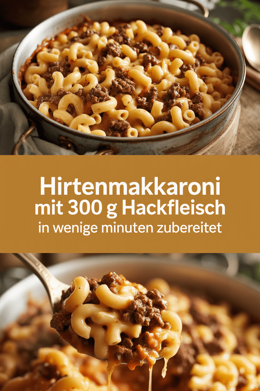 Hirtenmakkaroni mit 300 g Hackfleisch in wenigne Minuten zubereitet