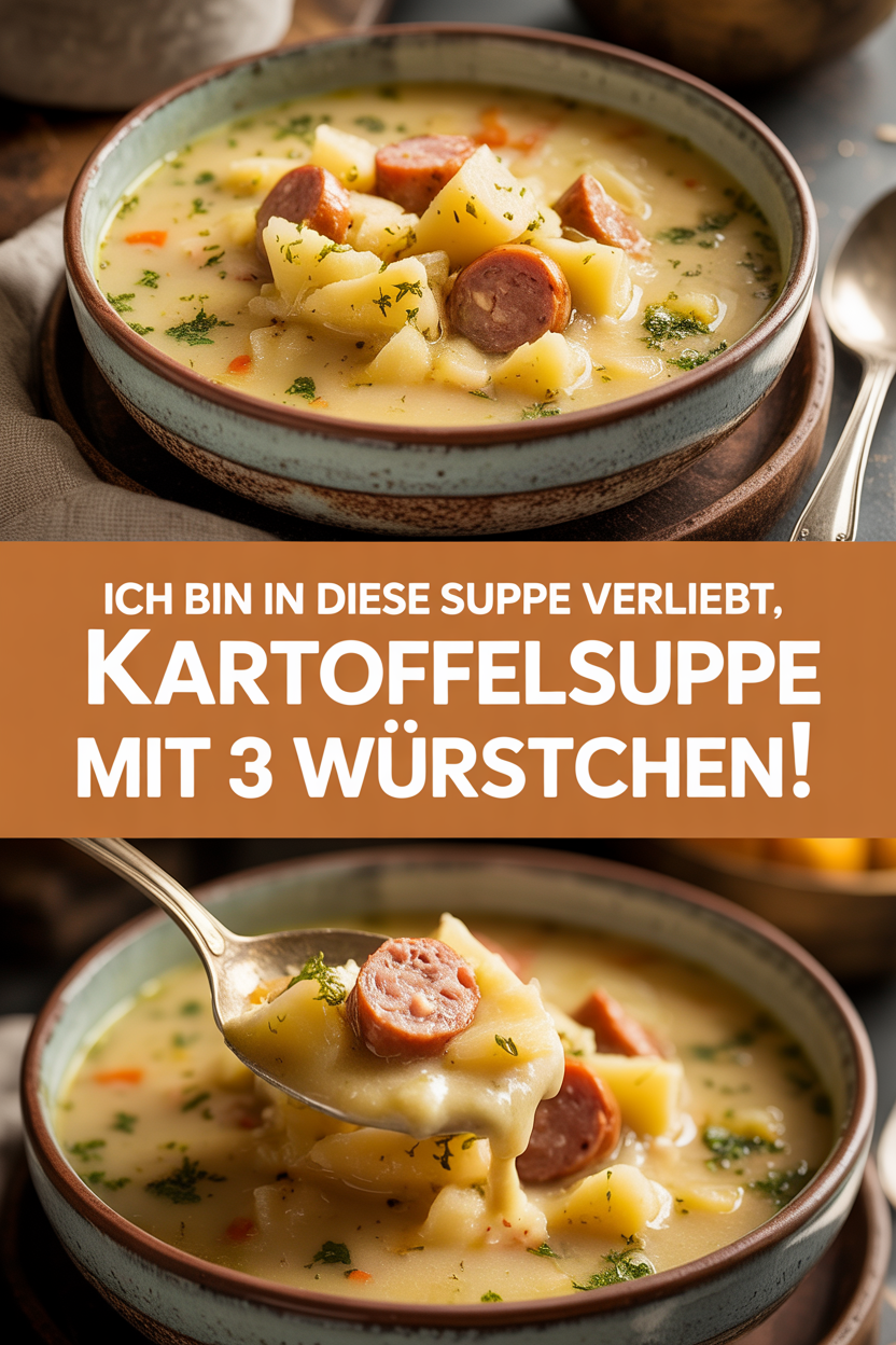 Ich bin in diese Suppe verliebt, Kartoffelsuppe mit 3 Würstchen!
