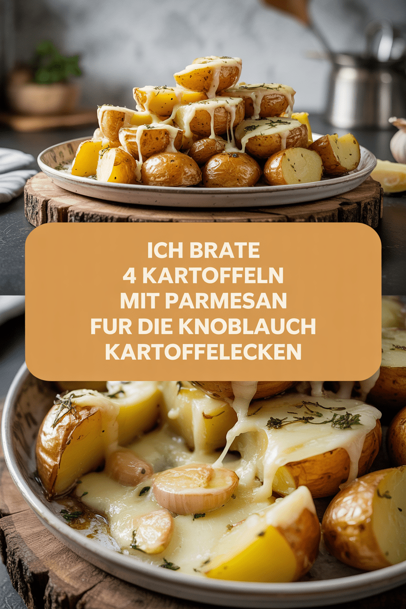 Ich brate 4 Kartoffeln mit Parmesan fur die Knoblauch Kartoffelecken