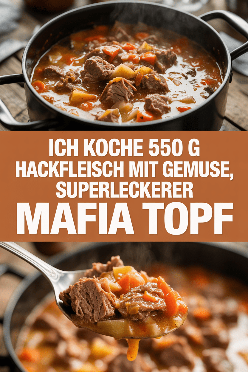 Ich koche 550 g Hackfleisch mit Gemuse, superleckerer Mafia Topf