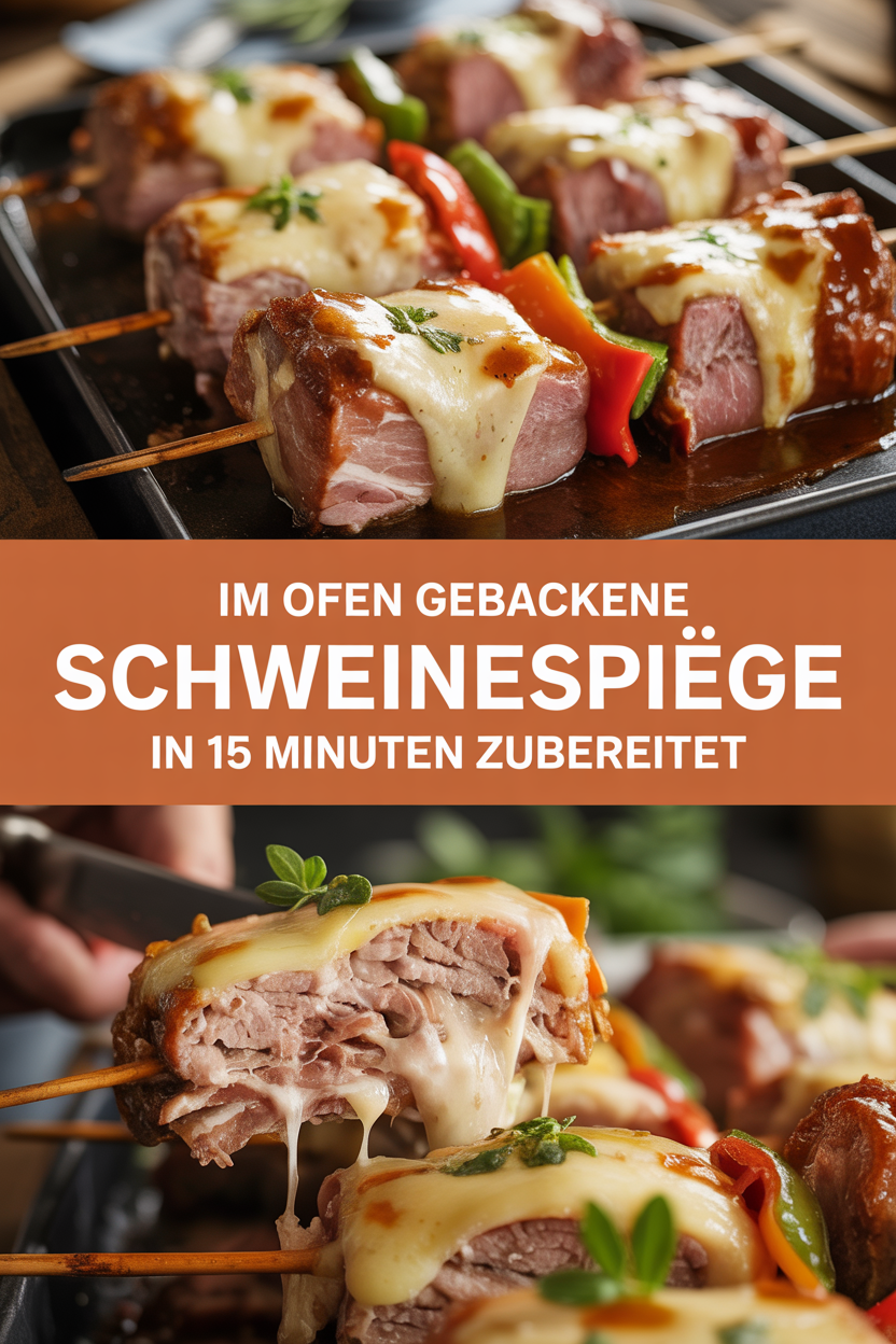 Im Ofen gebackene Schweinespieße in 15 Minuten zubereitet