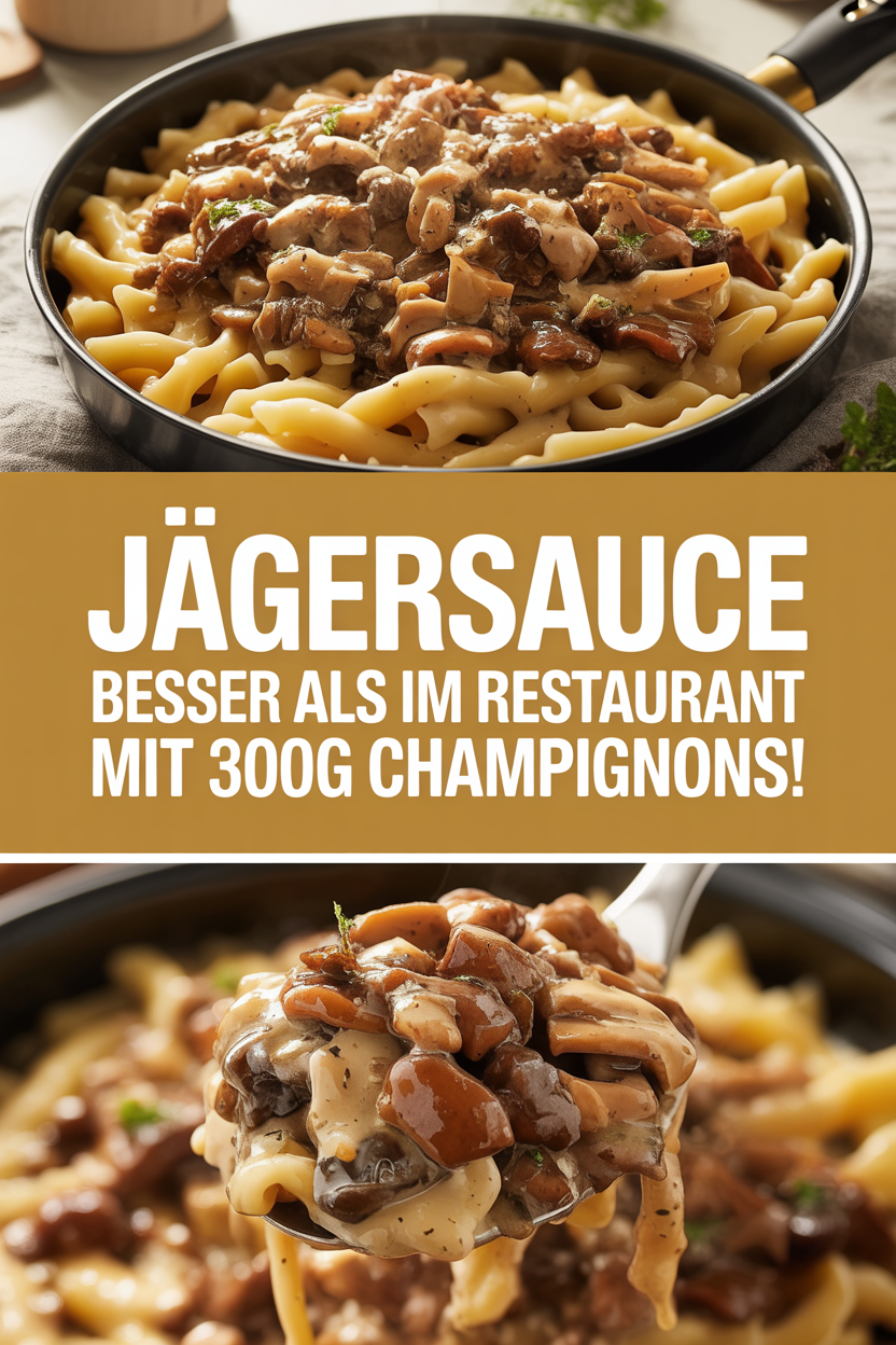 Jägersauce besser als im Restaurant mit 300g Champignons!