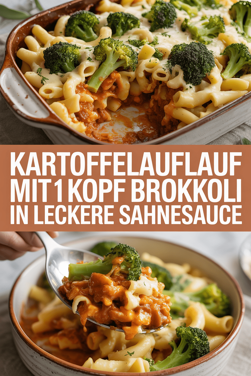 Kartoffelauflauf mit 1 Kopf Brokkoli in leckere Sahnesauce