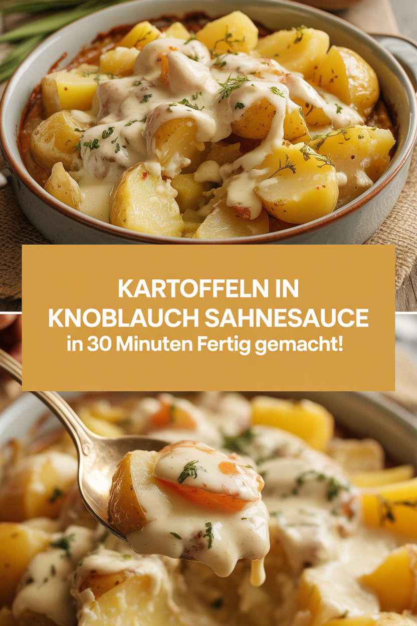 Kartoffeln in Knoblauch Sahnesauce in 30 Minuten fertig gemacht!