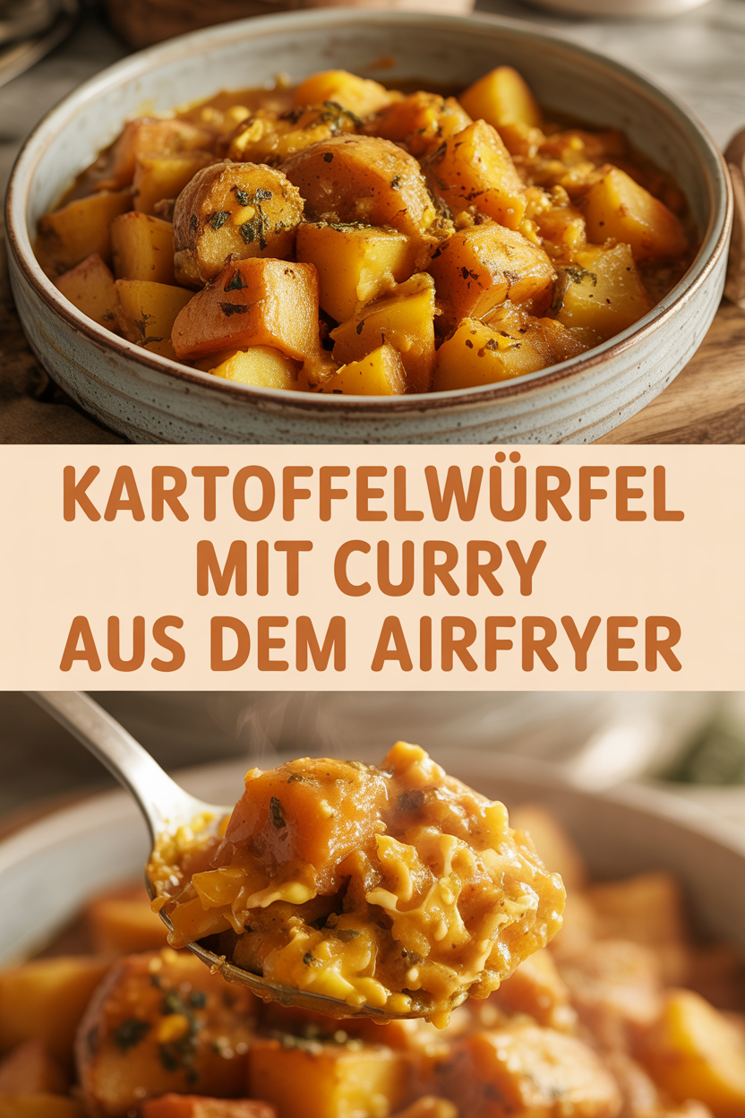 Kartoffelwürfel mit Curry aus dem Airfryer