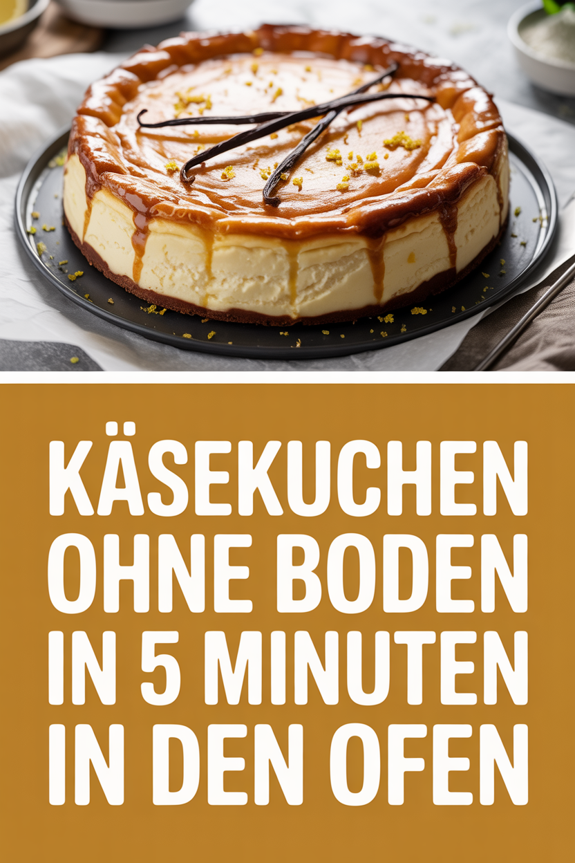 Käsekuchen ohne Boden in 5 Minuten in den Ofen