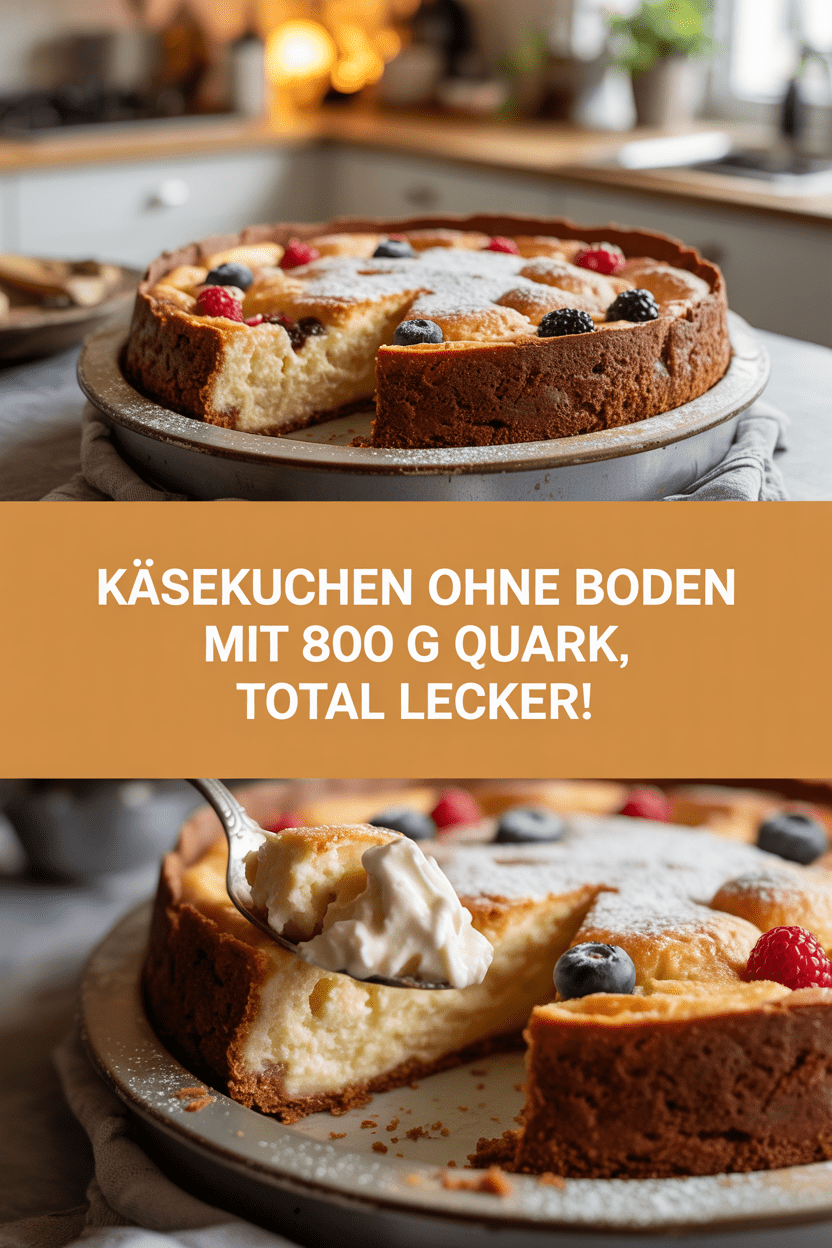 Käsekuchen ohne Boden mit 800 g Quark, total lecker!