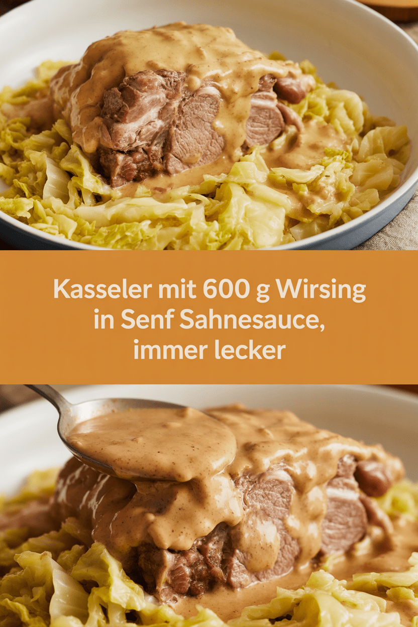 Kasseler mit 600 g Wirsing in Senf Sahnesauce, immer lecker