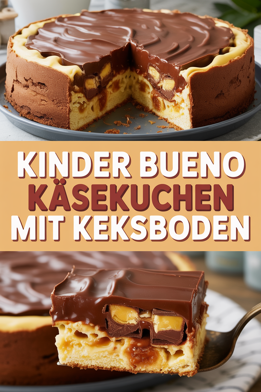 Kinder Bueno Käsekuchen mit Keksboden