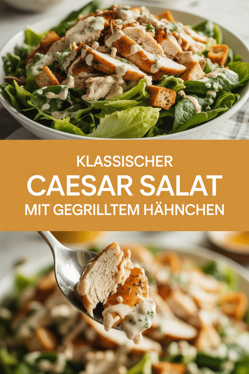 Klassischer Caesar Salat mit gegrilltem Hähnchen