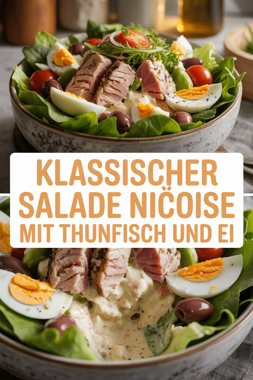 Klassischer Salade Niçoise mit Thunfisch und Ei