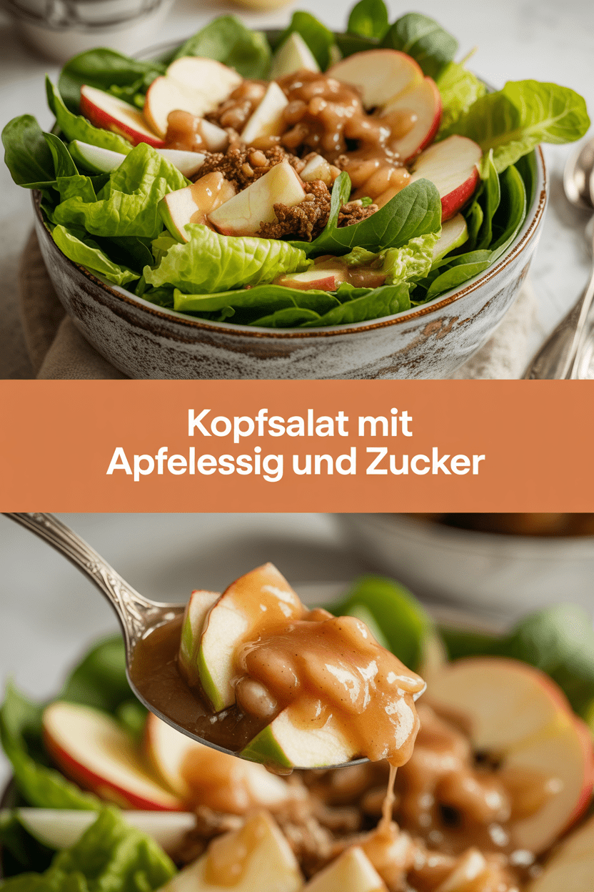 Kopfsalat mit Apfelessig und Zucker