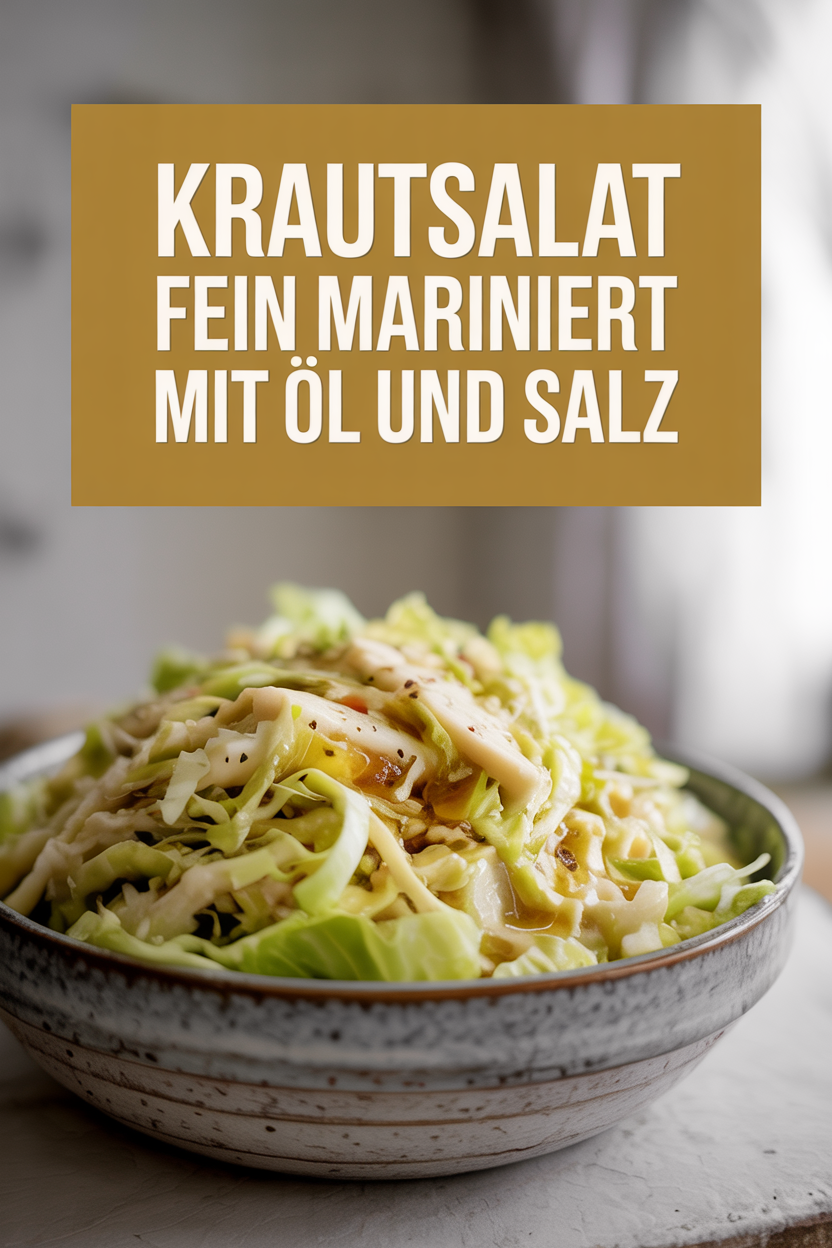 Krautsalat fein mariniert mit Öl und Salz