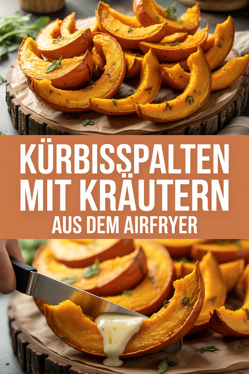 Kürbisspalten mit Kräutern aus dem Airfryer