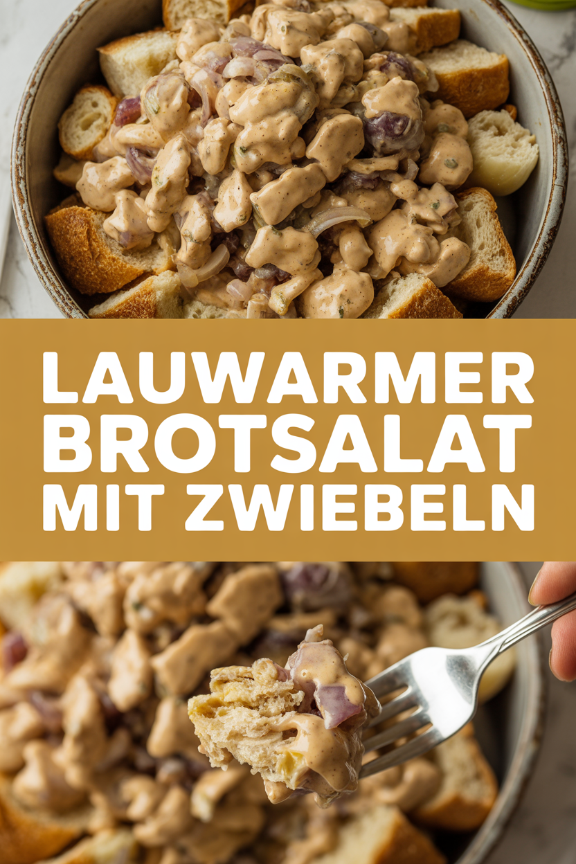 Lauwarmer Brotsalat mit Zwiebeln