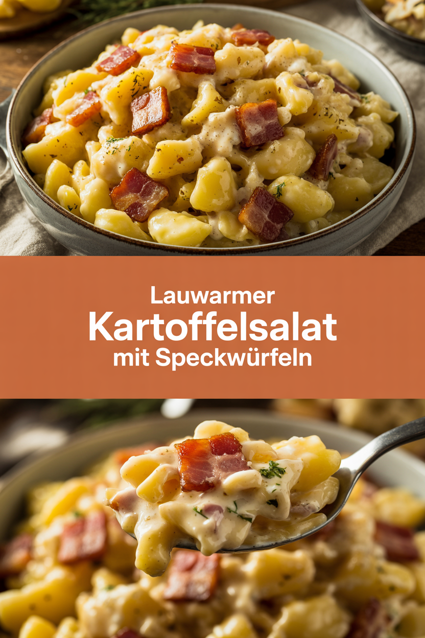 Lauwarmer Kartoffelsalat mit Speckwürfeln