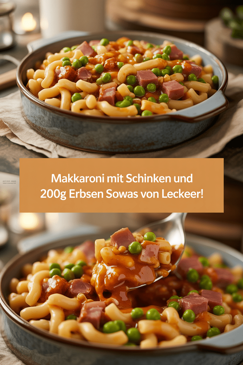 Makkaroni mit Schinken und 200g Erbsen sowas von leckeer!