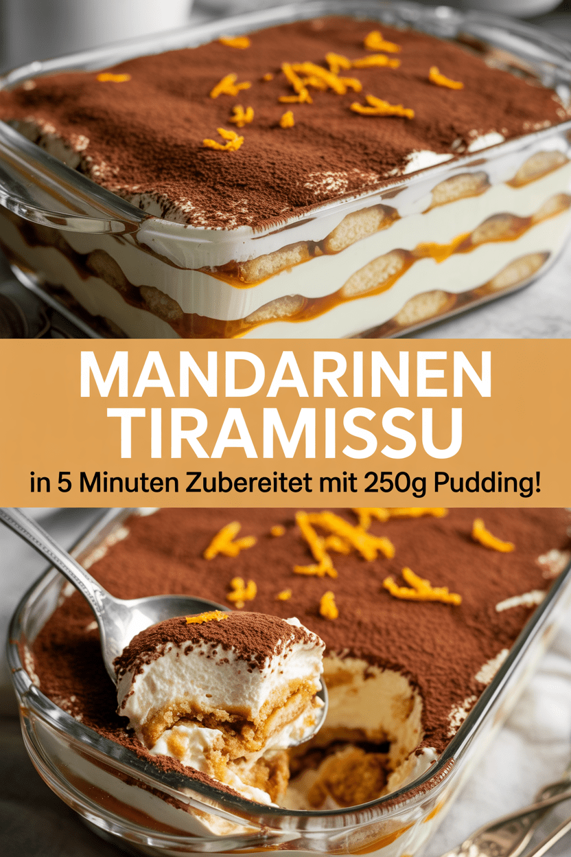 Mandarinen Tiramisu in 5 Minuten zubereitet mit 250g Pudding!
