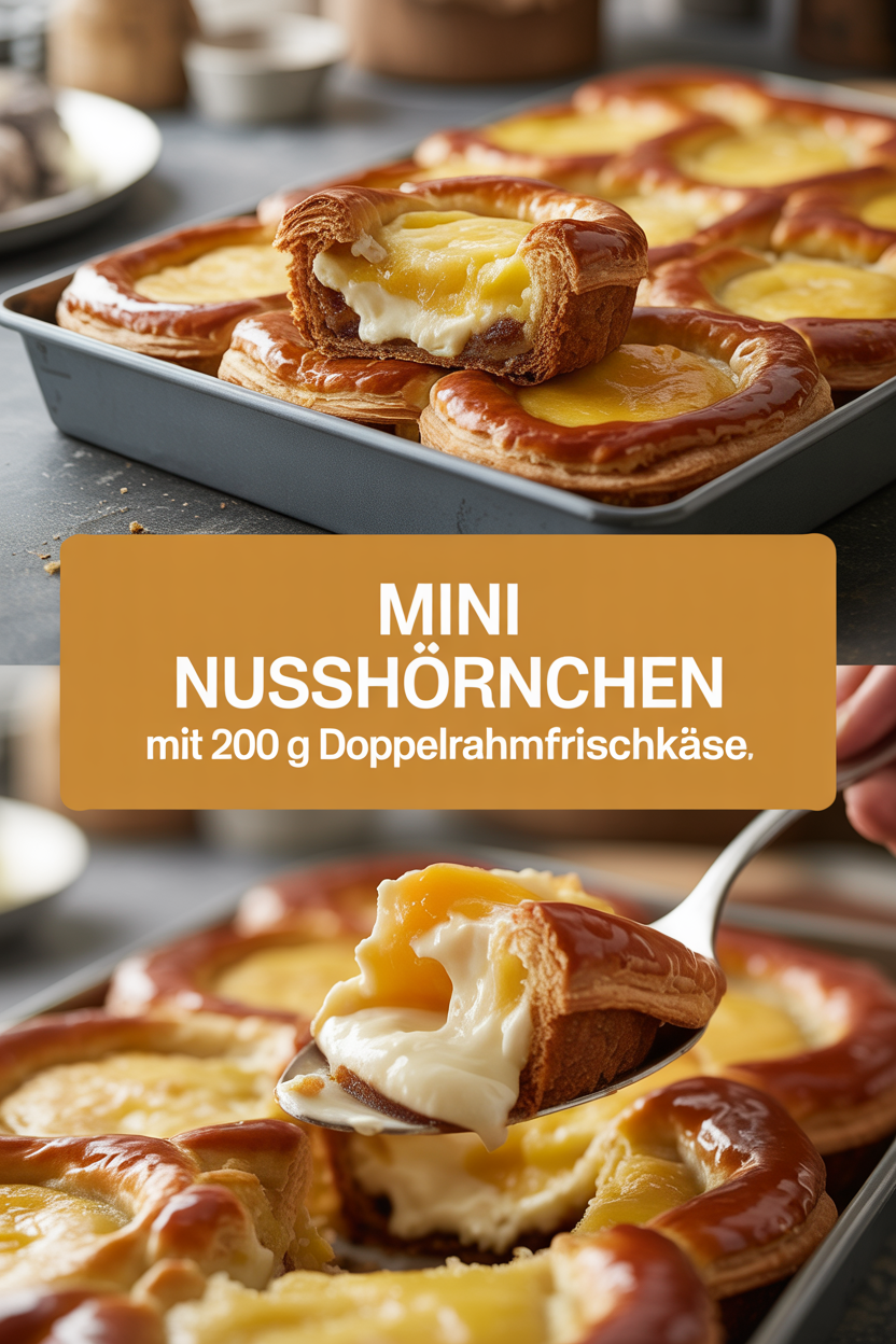 Mini Nusshörnchen mit 200 g Doppelrahmfrischkäse