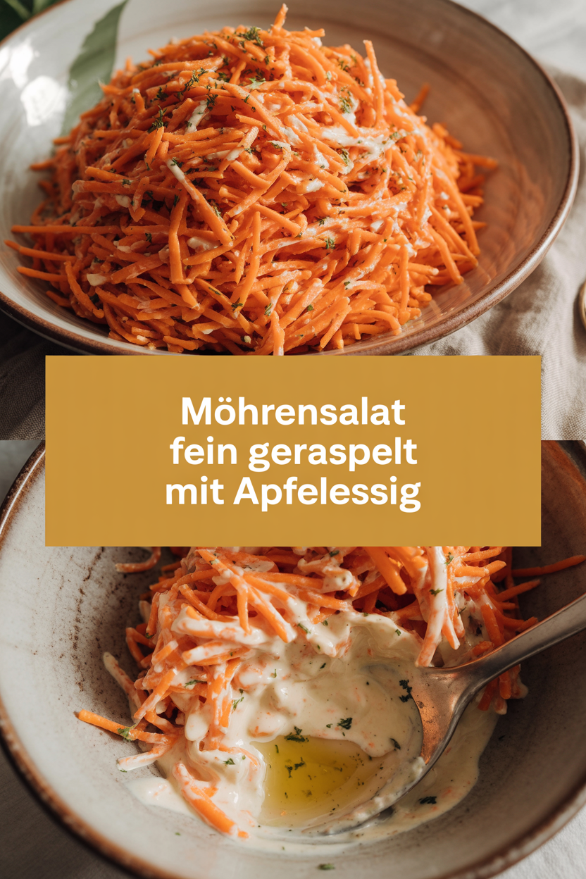 Möhrensalat fein geraspelt mit Apfelessig