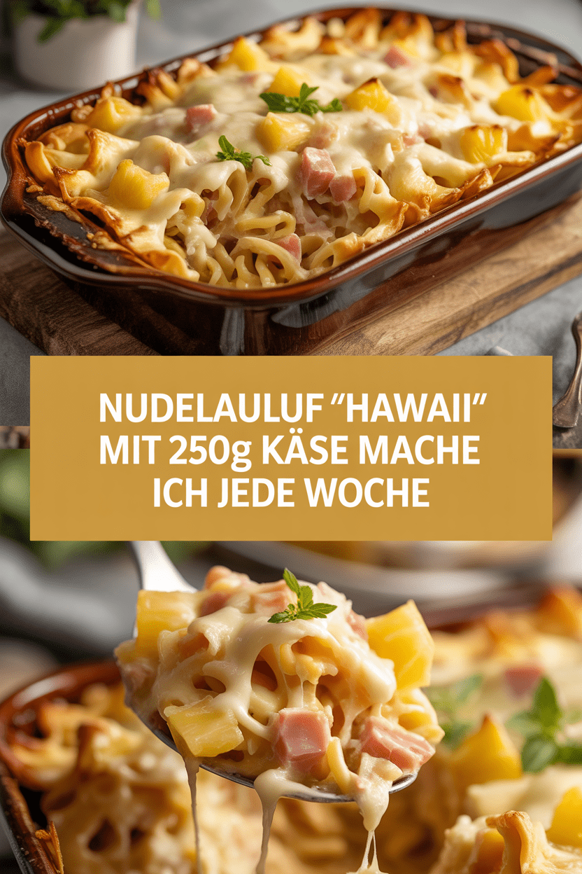 Nudelauflauf ‘Hawaii’ mit 250g Käse mache ich jede Woche