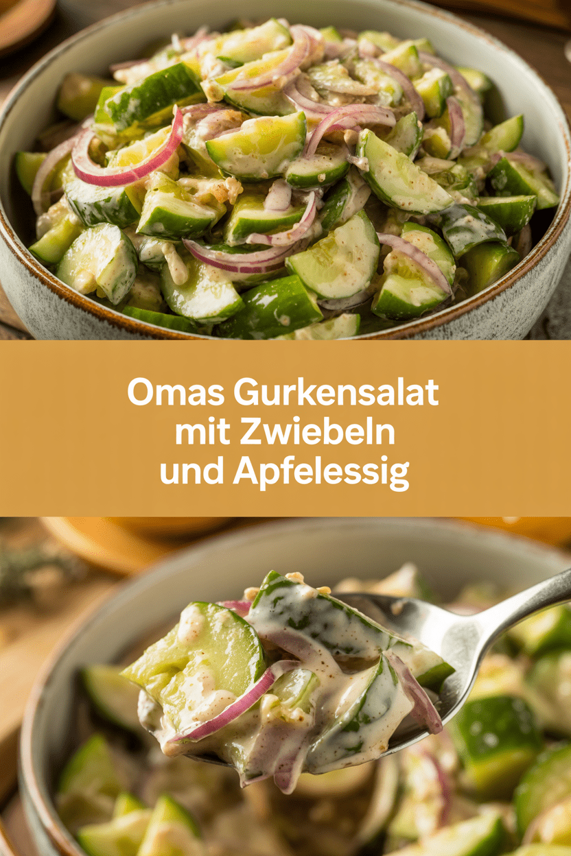 Omas Gurkensalat mit Zwiebeln und Apfelessig
