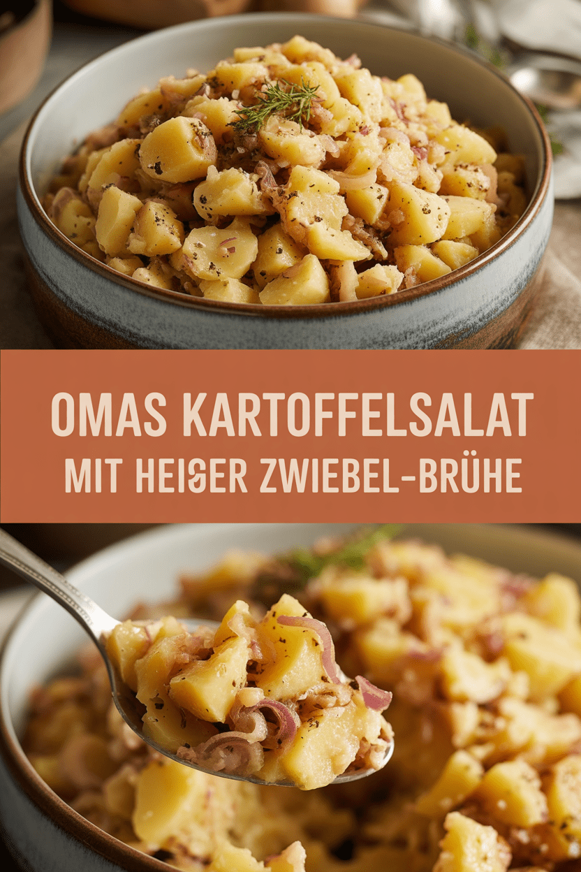 Omas Kartoffelsalat mit heißer Zwiebel-Brühe