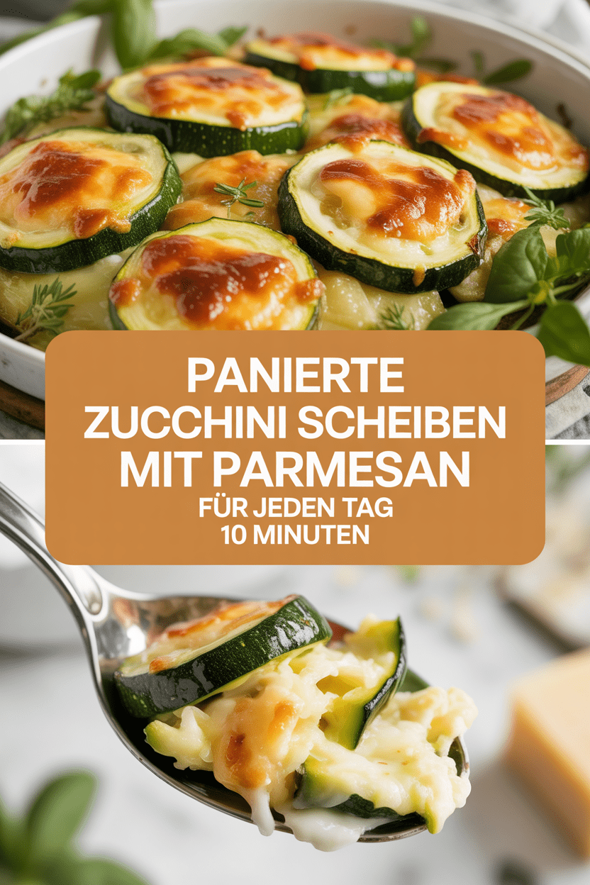 Panierte Zucchini Scheiben mit Parmesan für jeden Tag 10 Minuten