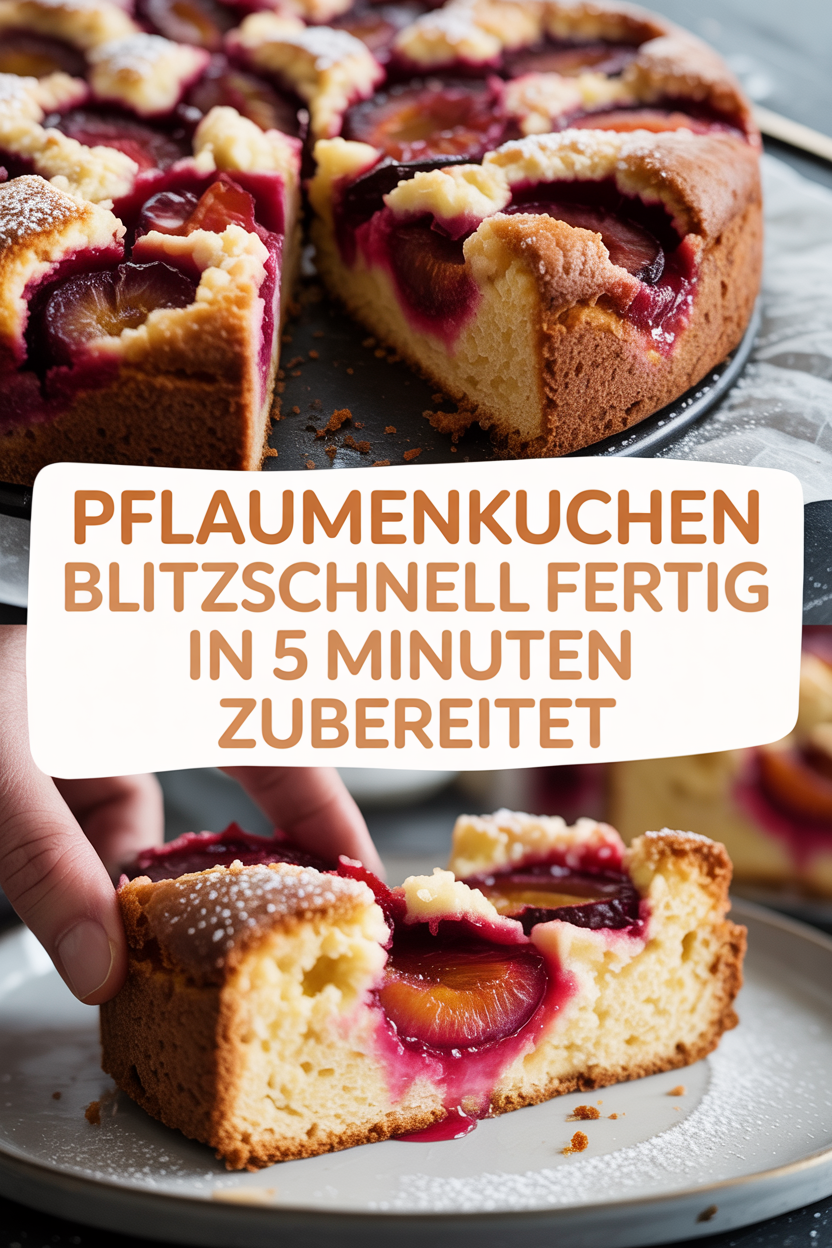 Pflaumenkuchen blitzschnell fertig in 5 Minuten zubereitet
