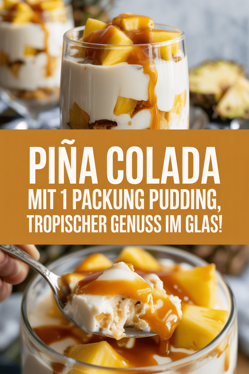 Piña Colada mit 1 Packung Pudding, tropischer Genuss im Glas!