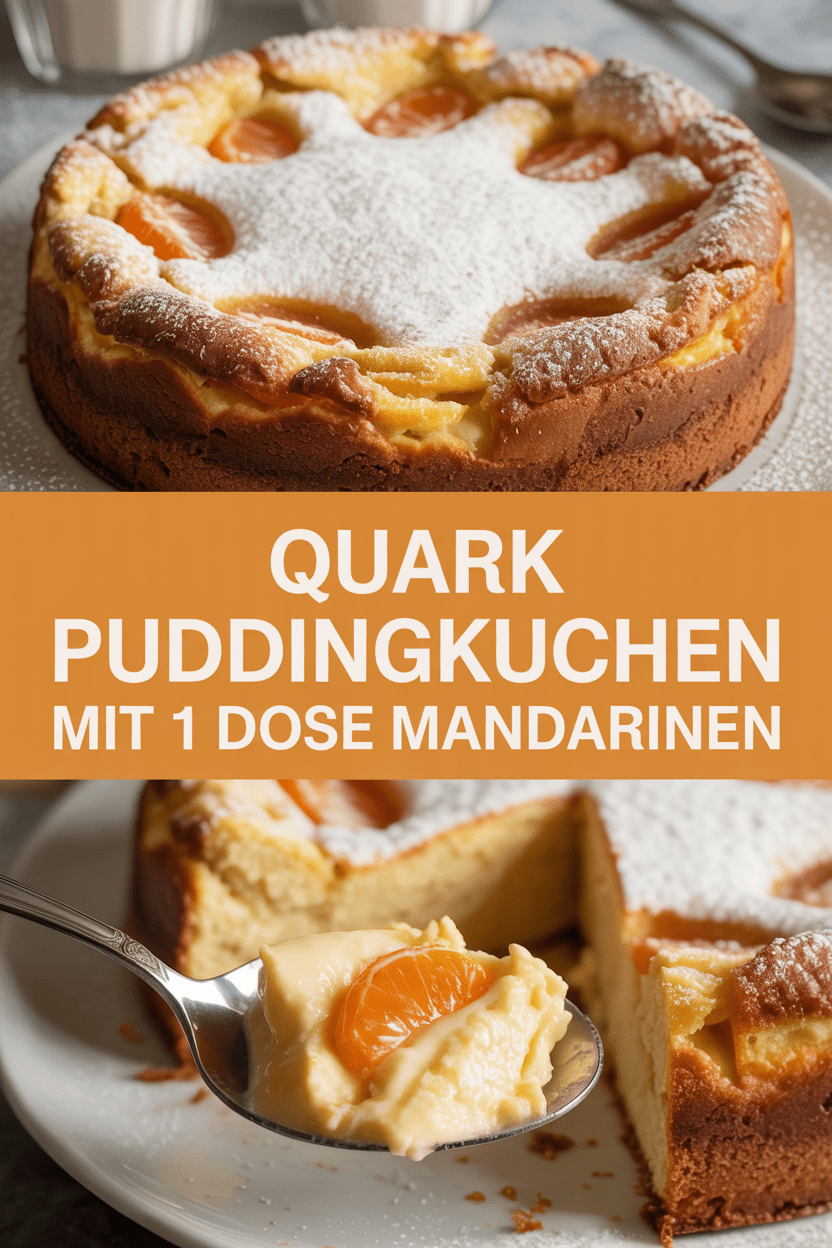 Quark Puddingkuchen mit 1 Dose Mandarinen