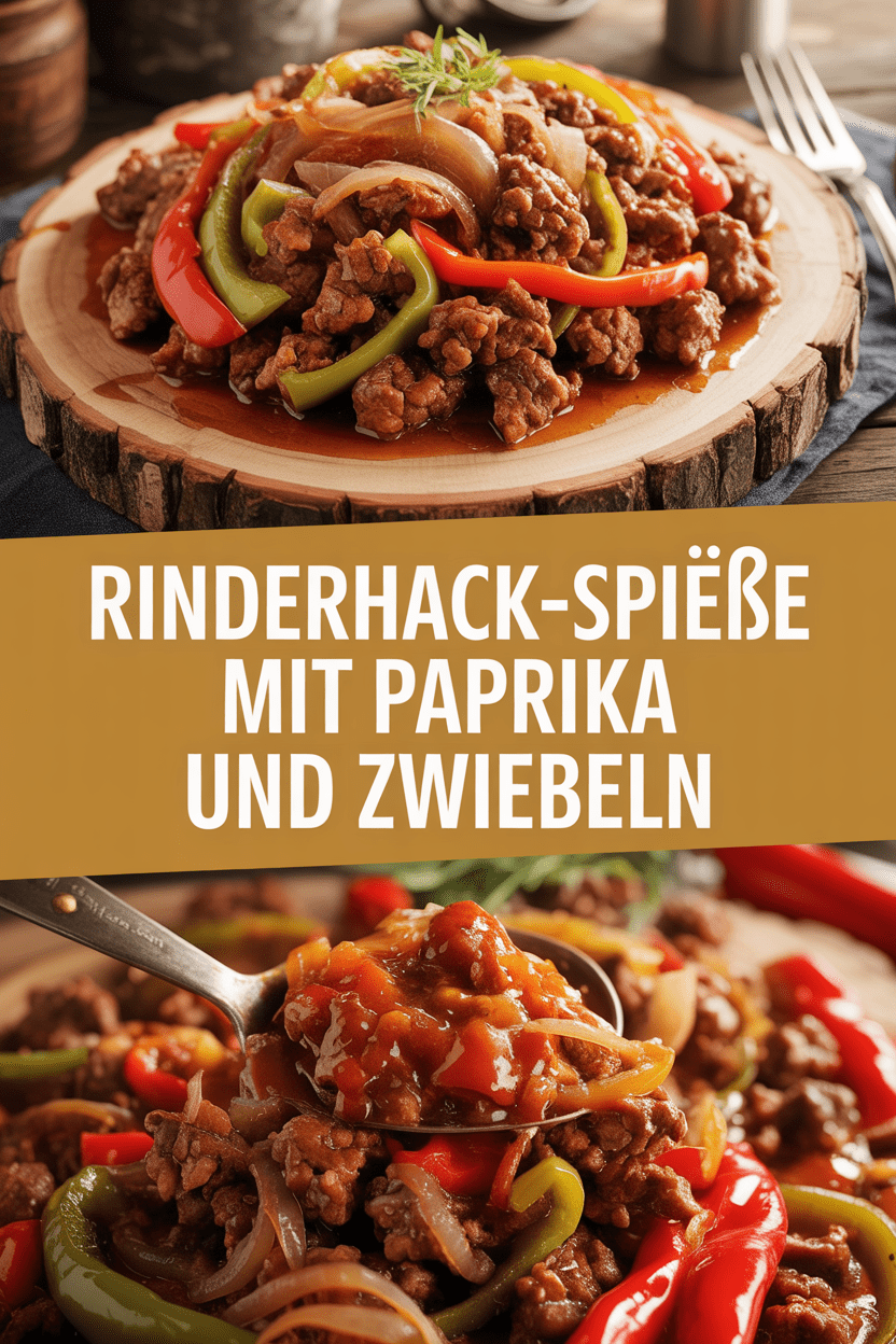 Rinderhack-Spieße mit Paprika und Zwiebeln