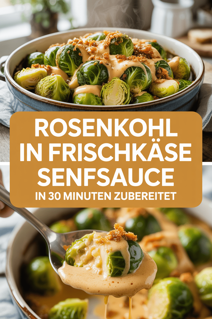Rosenkohl in Frischkäse Senfsauce in 30 Minuten zubereitet