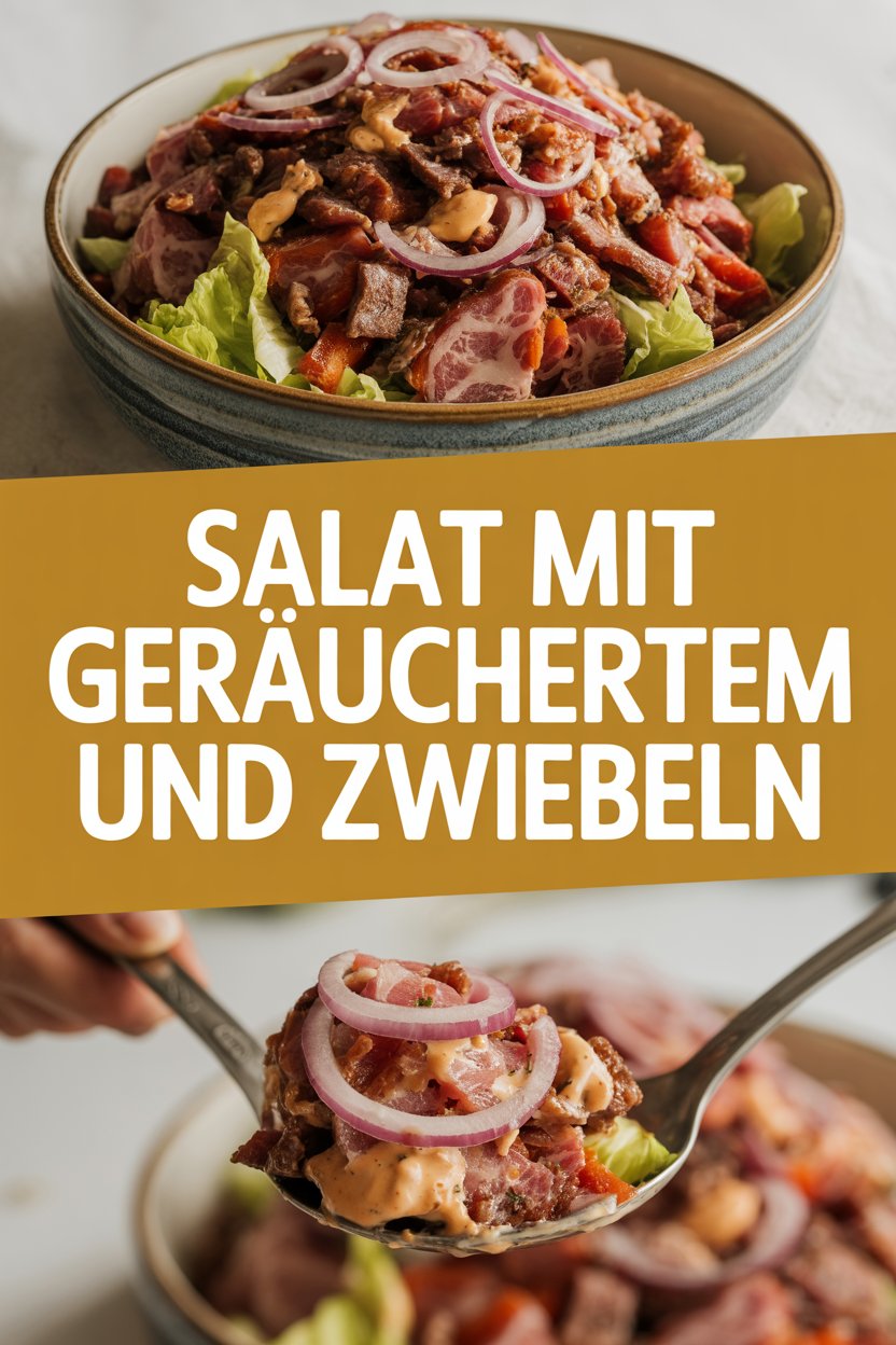 Salat mit Geräuchertem und Zwiebeln