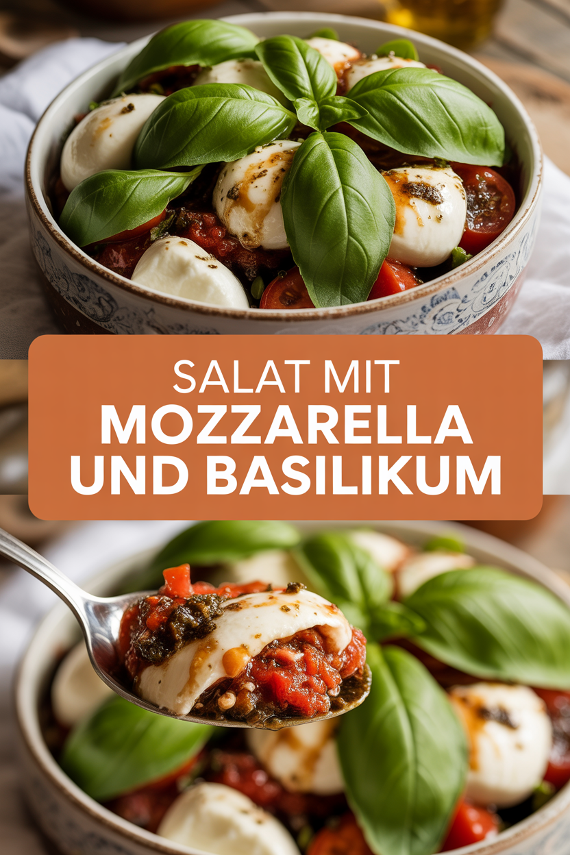Salat mit Mozzarella und Basilikum