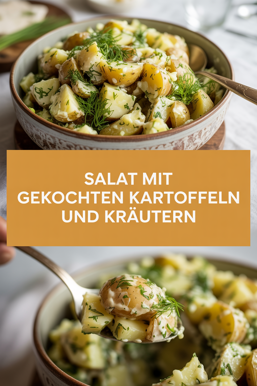 Salat mit gekochten Kartoffeln und Kräutern
