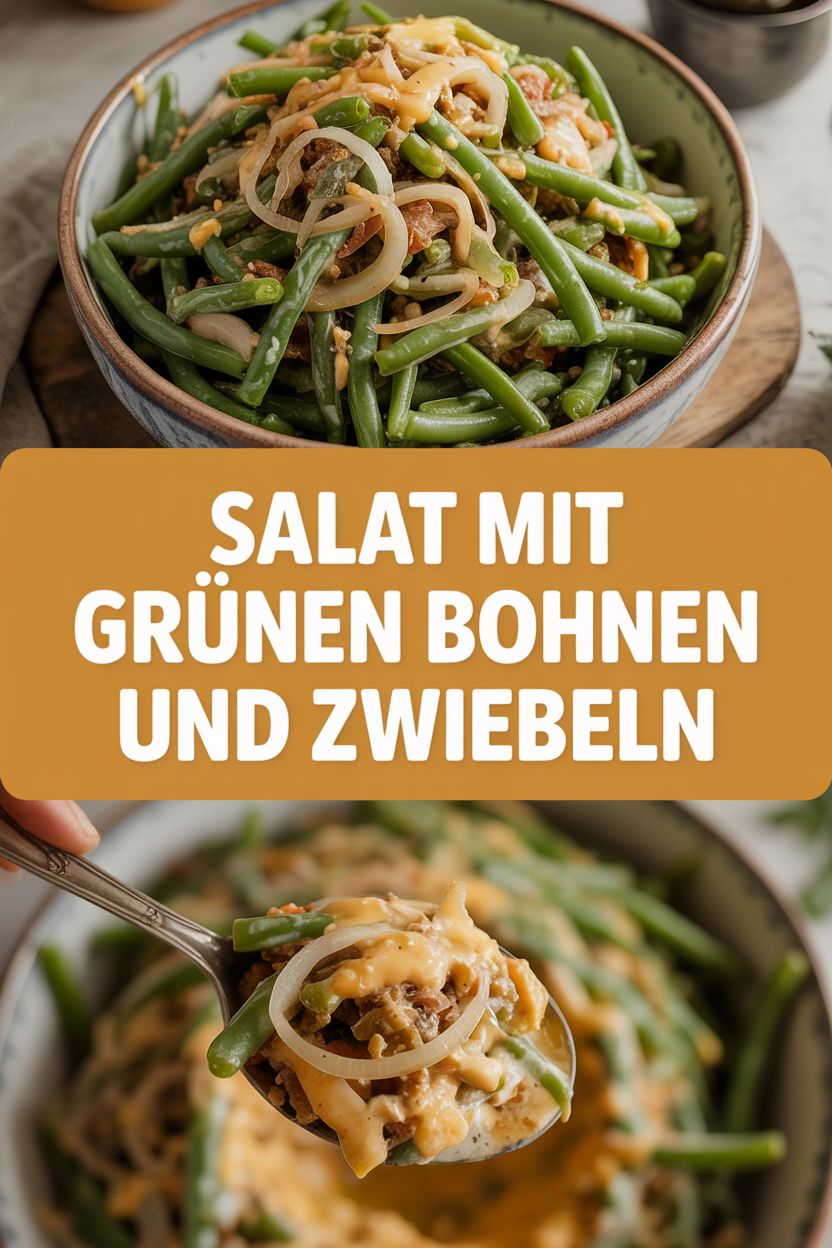 Salat mit grünen Bohnen und Zwiebeln