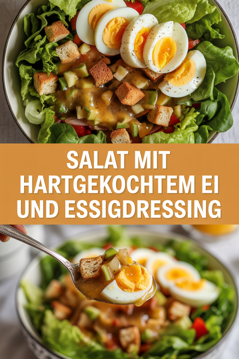 Salat mit hartgekochtem Ei und Essigdressing