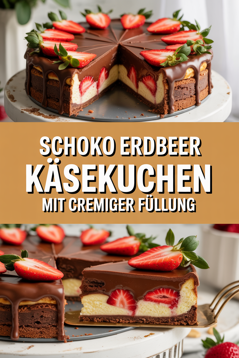 Schoko Erdbeer Käsekuchen mit cremiger Füllung