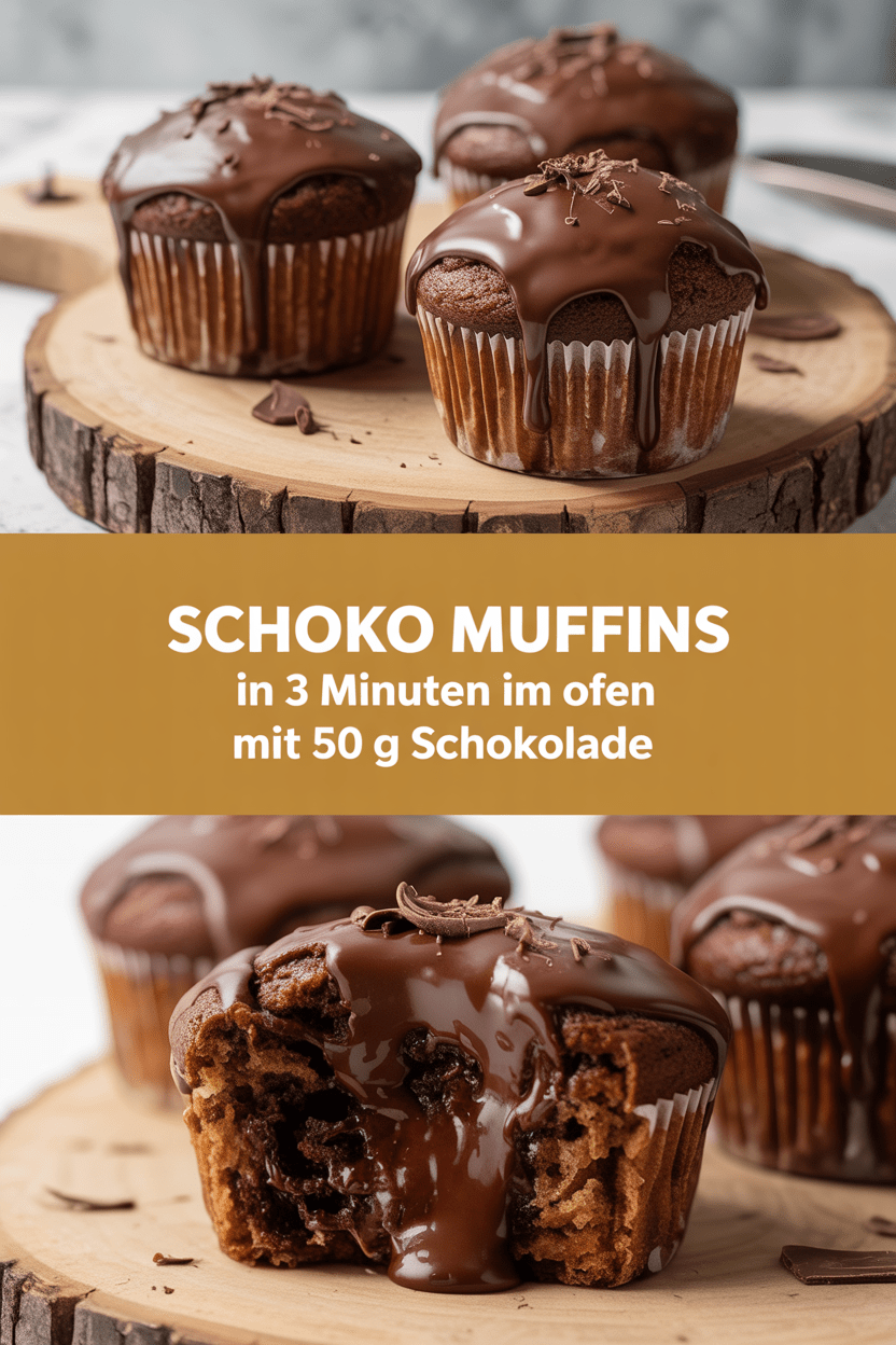 Schoko Muffins in 3 Minuten im Ofen mit 50 g Schokolade