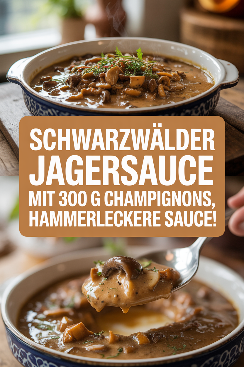 Schwarzwälder Jägersauce mit 300 g Champignons, hammerleckere Sauce!