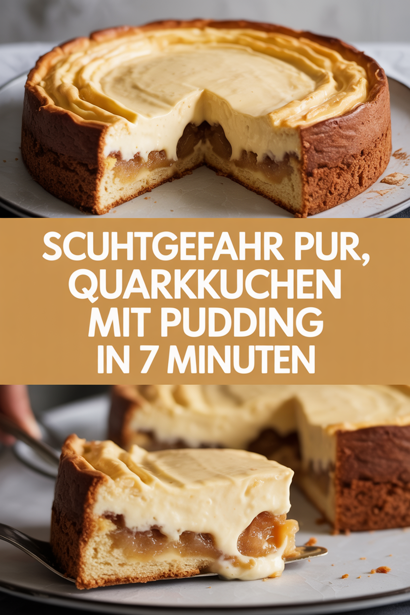Scuhtgefahr Pur, Quarkkuchen mit Pudding in 7 Minuten